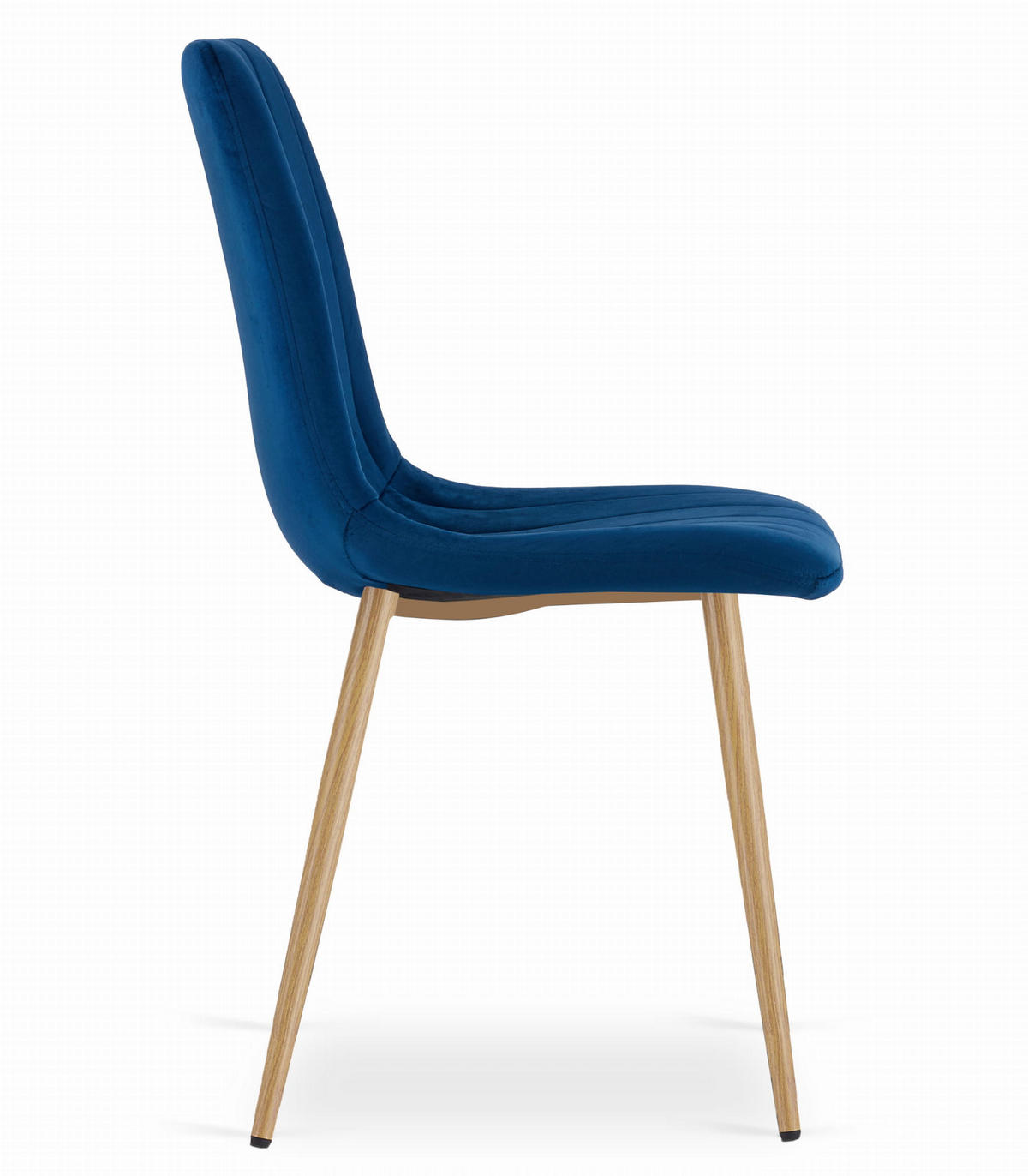 STUHL ORSARA 4-er Set, Blau, Metallbeine in Holzfarbe, mit Samtstoff gepolstert - Blau, Textil/Metall (43/90/51cm) - Komodee