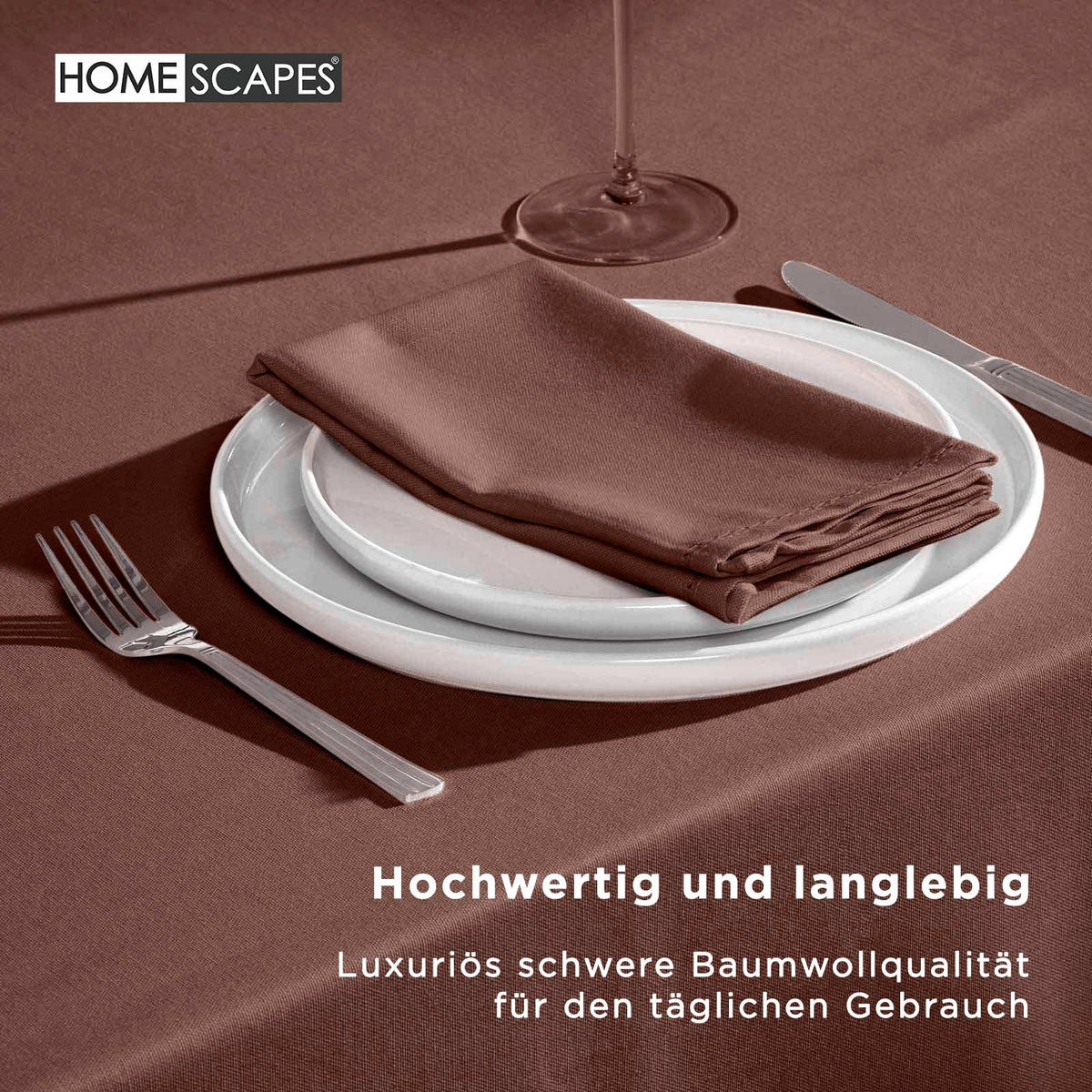 TISCHDECKE braun rund 178 cm, 100% Baumwolle - Braun, Textil (178/178cm) - Homescapes