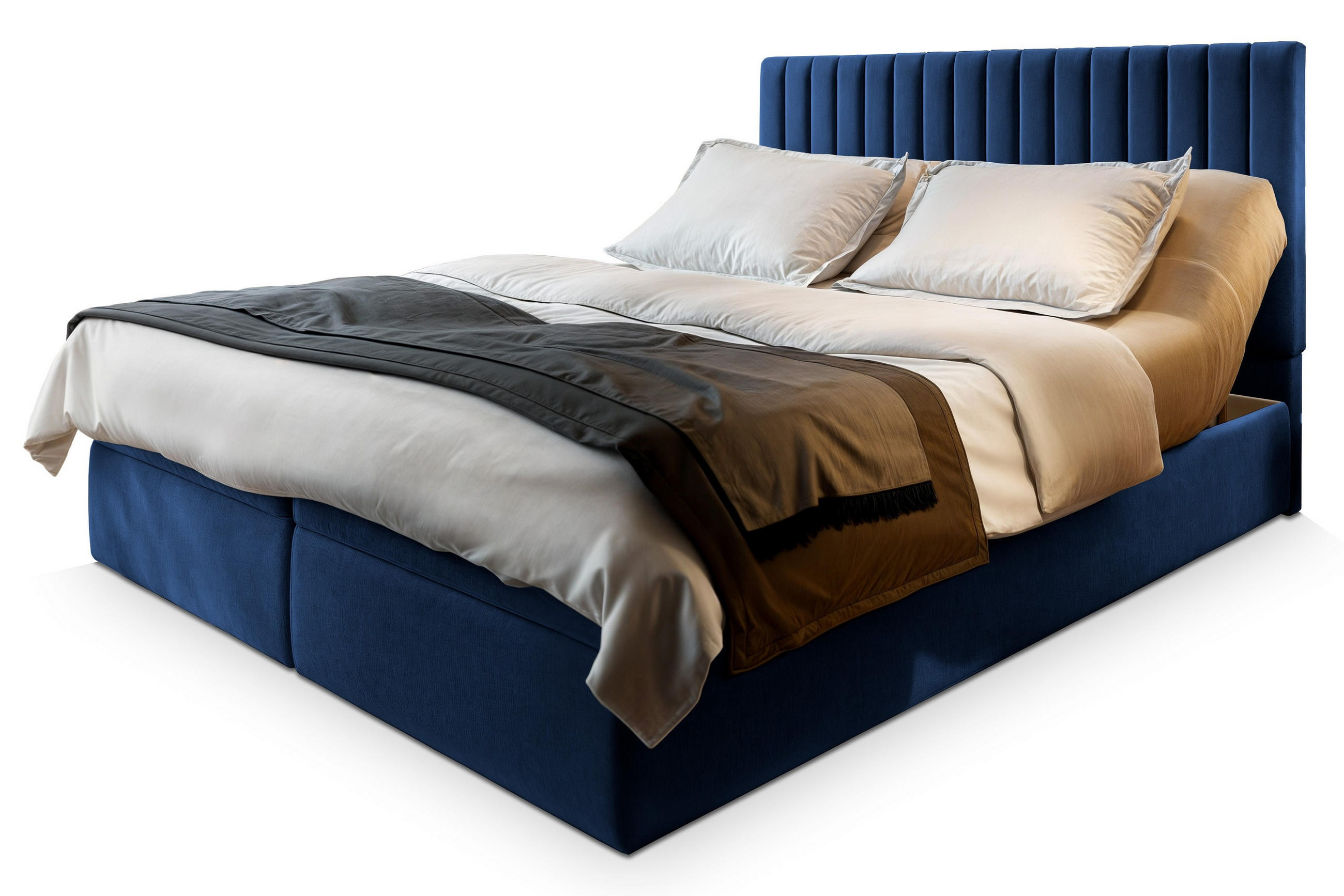 POSTEL BOXSPRING MURLO 160x200 cm, s matrací a úložným prostorem, modrá - modrá, kompozitní dřevo/textil (160/200cm) - MASSENO