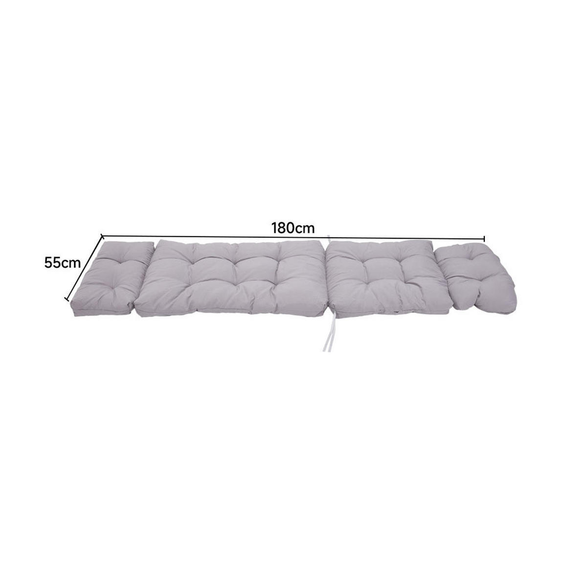 LIEGEKISSEN aus Polyester in Grau Gepolstertes für den Außenbereich 180 cm B x 55 cm - Grau, Textil (55/71/180cm) - Livingandhome