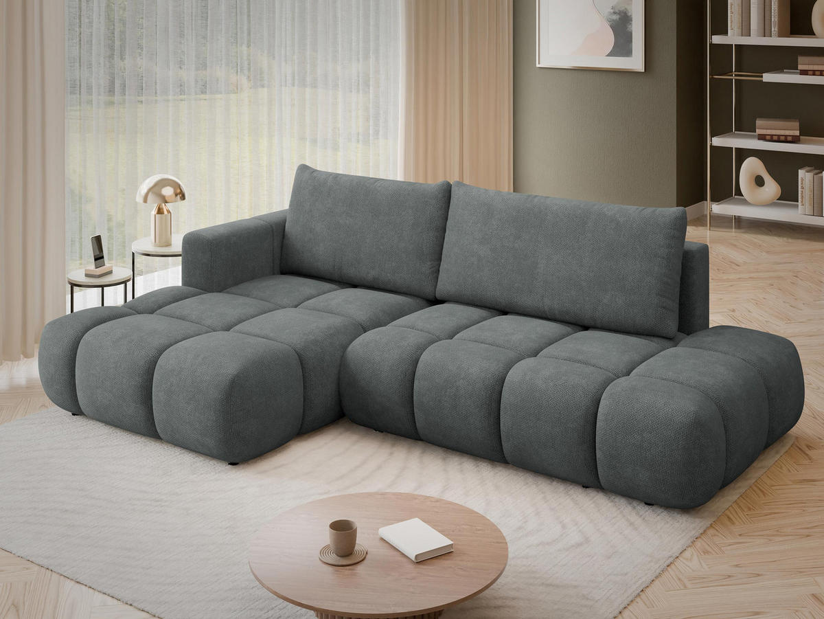 ECKSOFA Soffi, Seite: Links - Schwarz/Graphitfarben, Holz/Kunststoff (283/166cm) - MIRJAN24