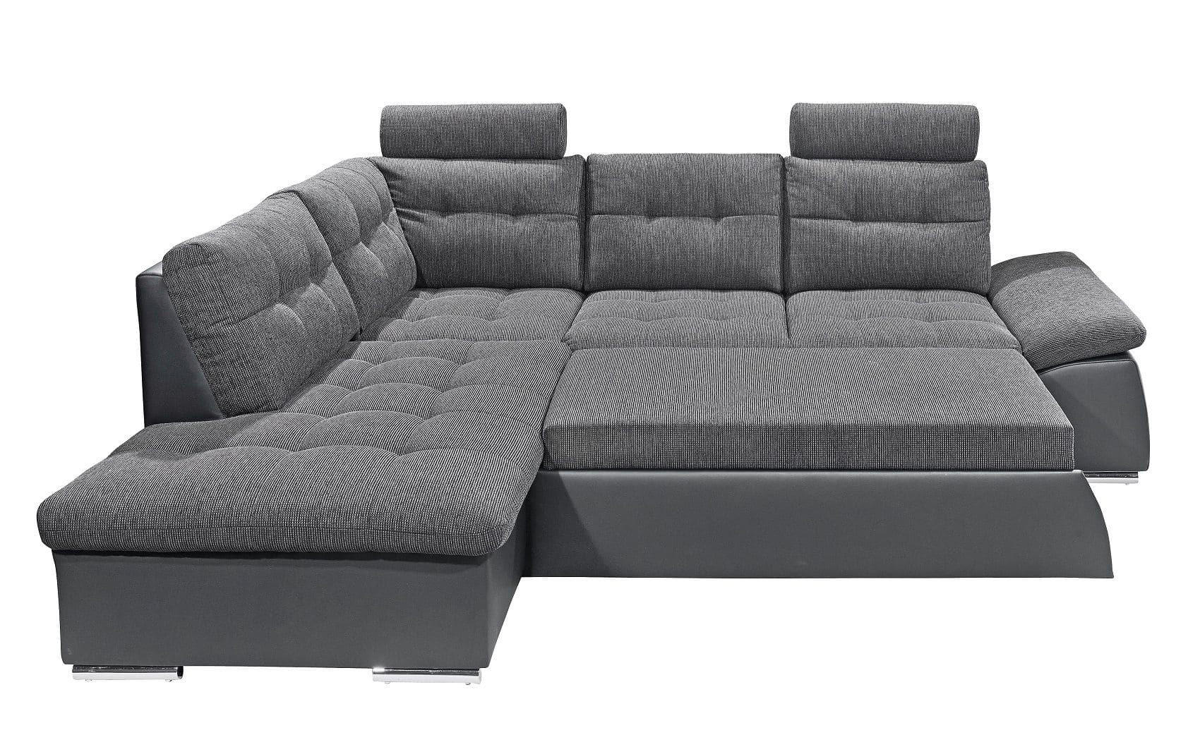 ECKSOFA mit Schlaffunktion, Armlehnfunktion und Kopfstützen - Chromfarben/Anthrazit, Textil (219/219cm) - ed exciting design