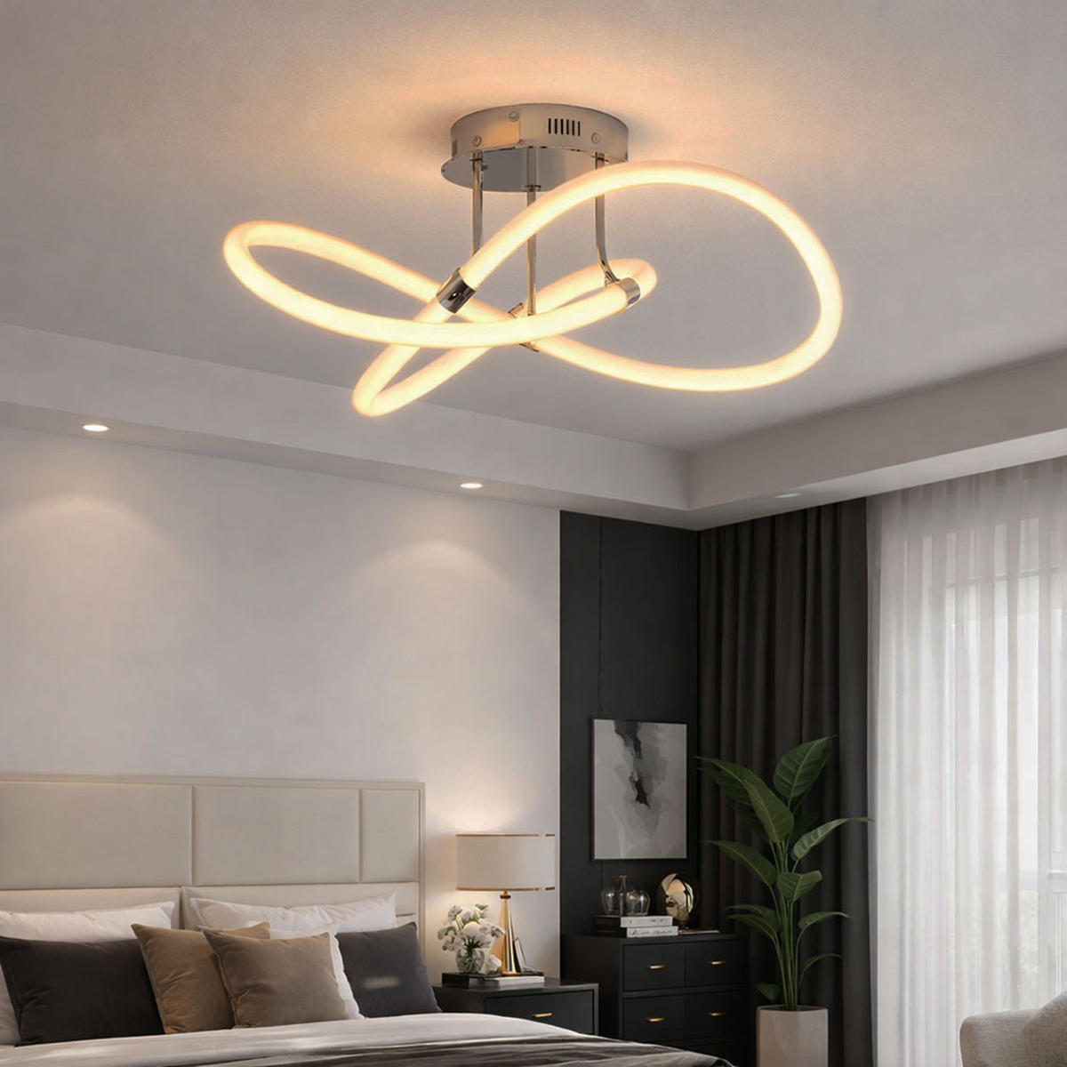 LED DECKENLEUCHTE MIRA Chrom Weiß - Weiß, Metall (57.5/57.5/30cm) - Wofi