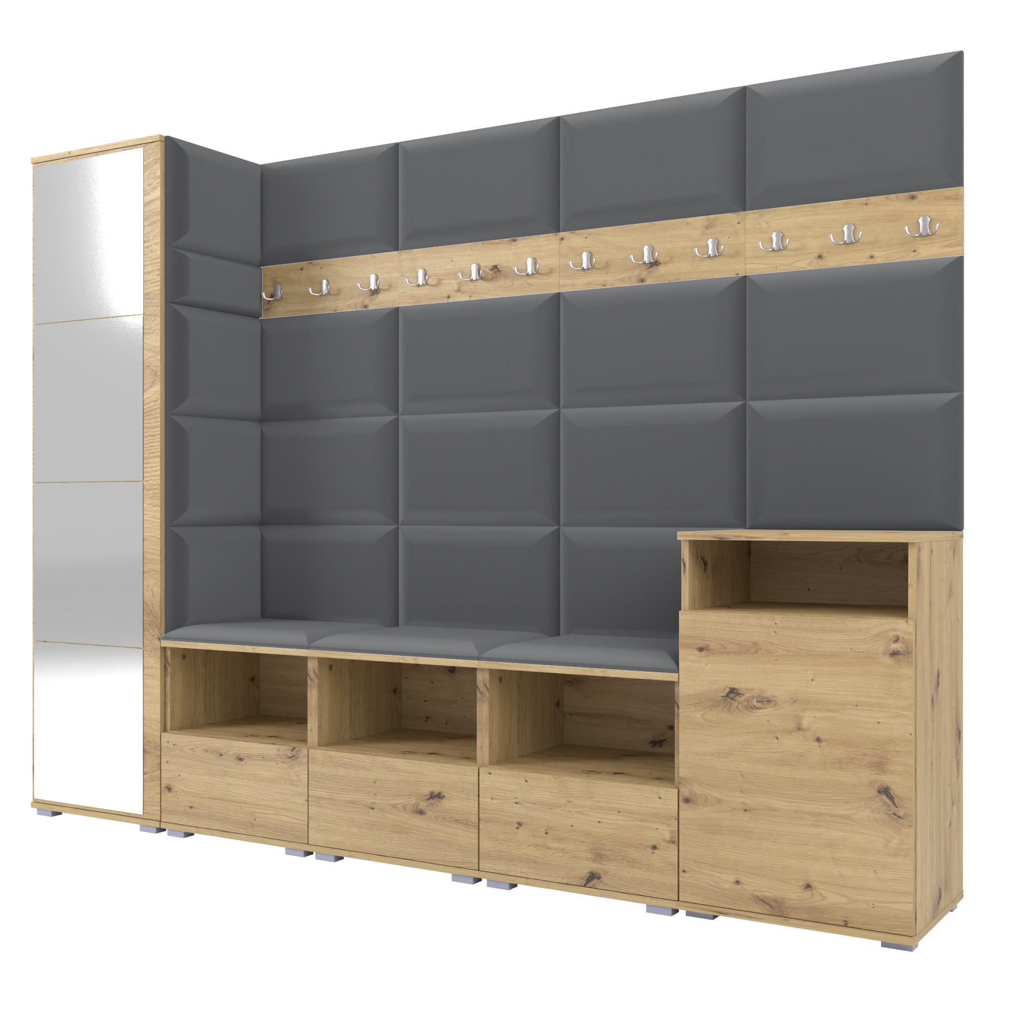 Ravio Garderobe Eiche Artisan, Dunkelgrau 250x187x40 cm