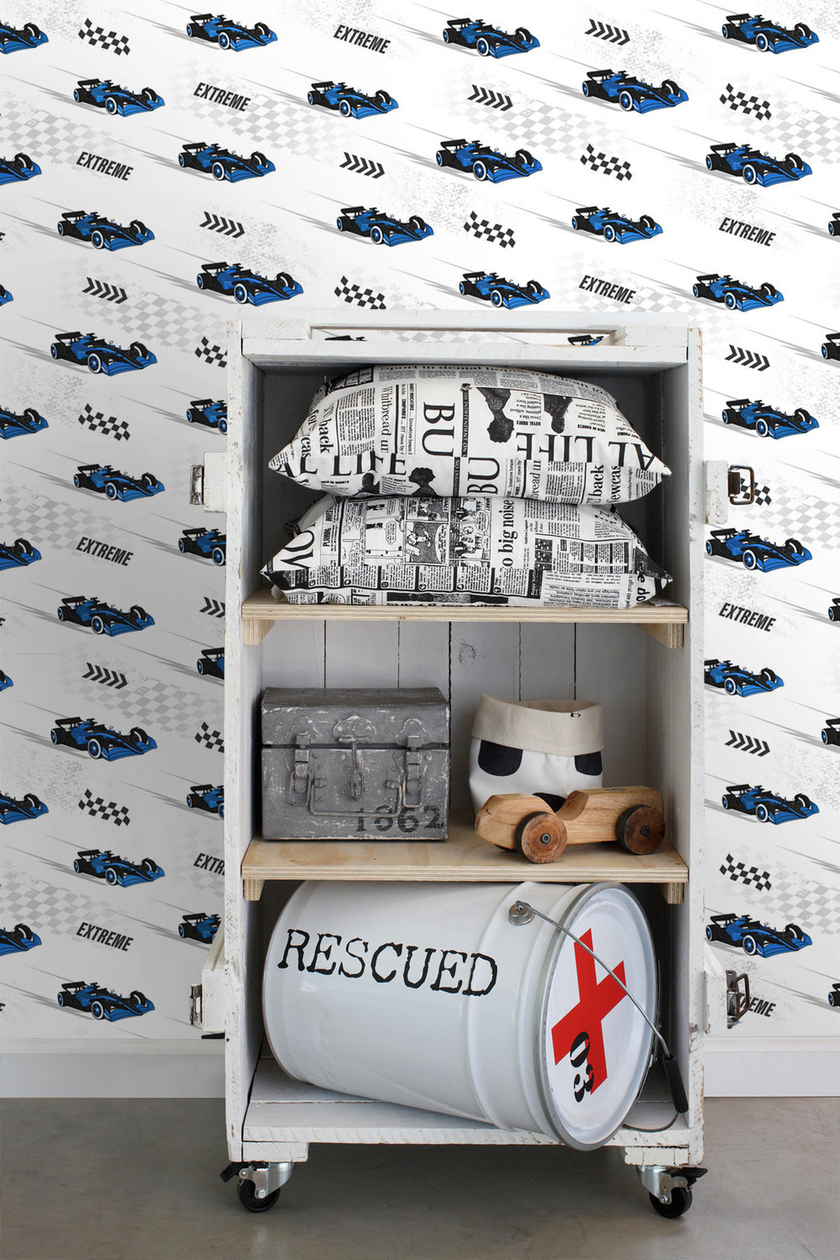 TAPETE Rennwagen 50 x 900 cm - Blau, Papier (50/0.1cm) - Sanders & Sanders