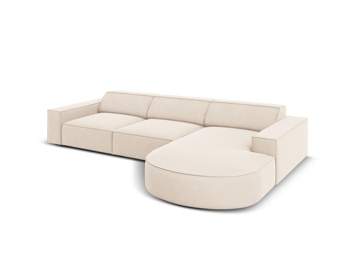 ECKSOFA rechts Jodie aus Samt leichtes beige 4 Sitzplätze - Beige, Textil (166/284cm) - Micadoni