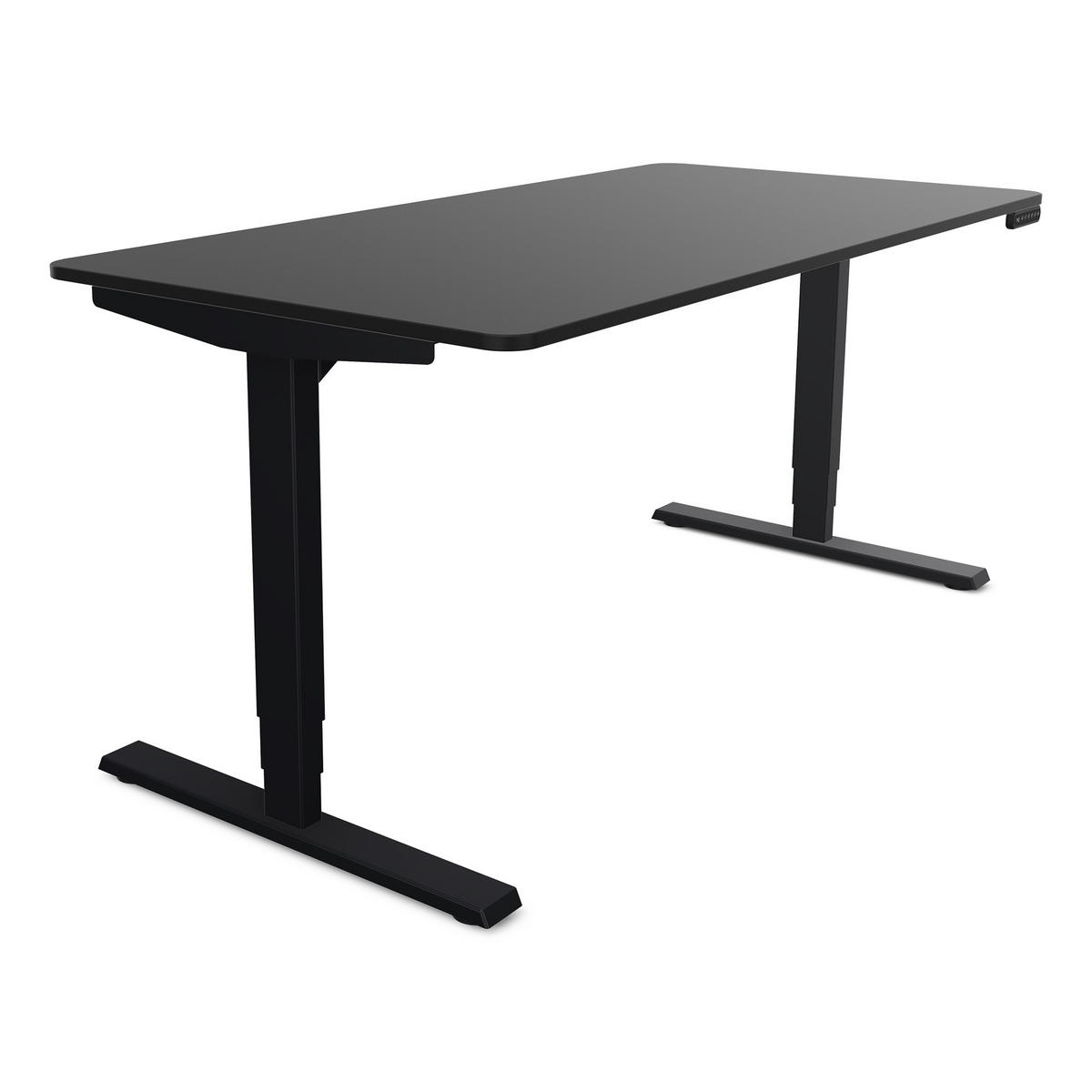SCHREIBTISCH Elektrisch höhenverstellbarer Schreibtisch Y-Line Curved Schwarz Schwarz 180/80/62-127cm - Schwarz, Holzwerkstoff/Metall (80/180/127cm) - ASSMANN