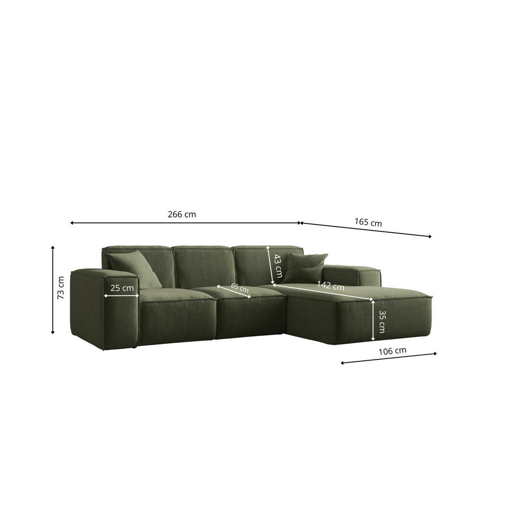 Thumbnail - Kaiser Möbel Ecksofa, Grün, Holz, 4-Sitzer, 266x165 cm, Wohnzimmer, Sofas & Couches, Wohnlandschaften, Ecksofas