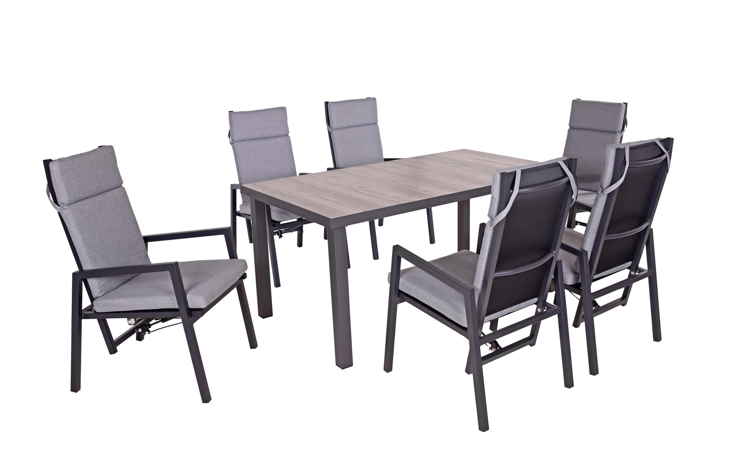 GARTEN-SITZGRUPPE Felix 7-teilig Gartenmöbel-Set - Schwarz, Kunststoff - DELUKE