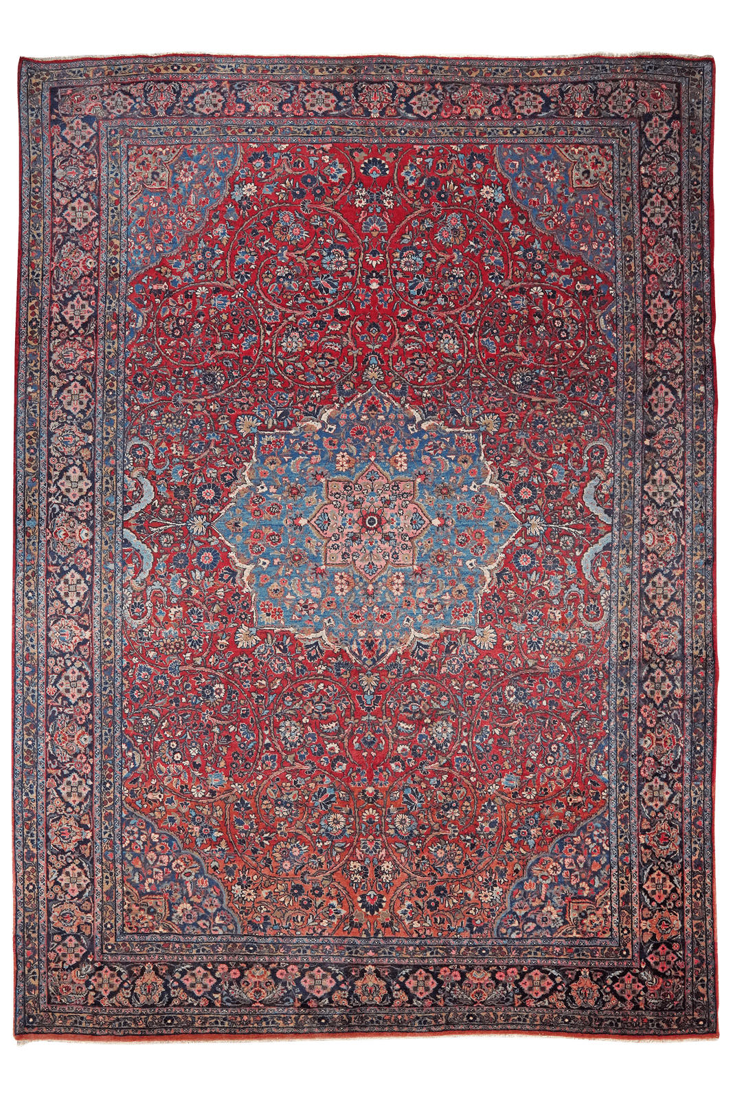 ORIENTTEPPICH handgeknüpft Ekbatan Rot, Blau 366/264 cm Schurwolle - Blau/Rot, Textil (264/366cm) - Looma