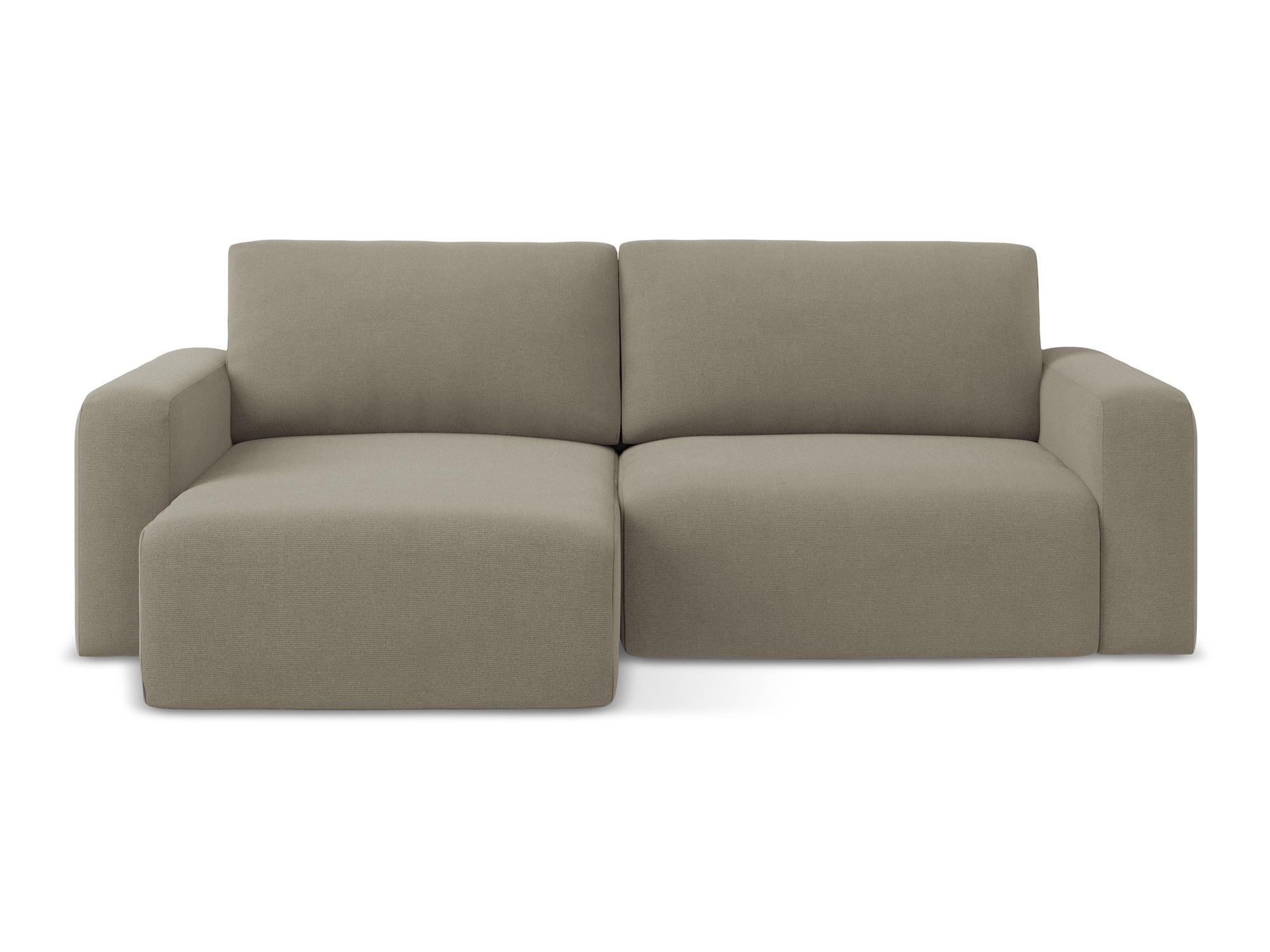 ECKSOFA mit Schlaffunktion links Strukturstoff Stoff Beige - Beige/Schwarz, Kunststoff/Textil (149/244cm) - Makamii