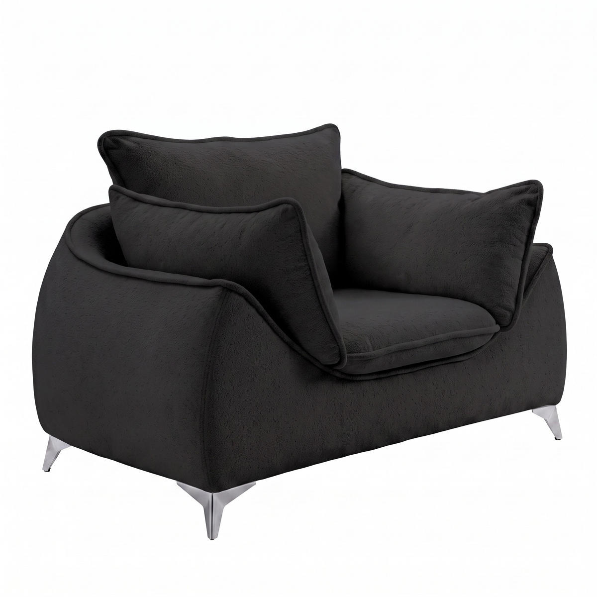 SESSEL MELANI Velours Schwarz - Chromfarben/Schwarz, Holz/Textil (140/90/85cm) - Muffo