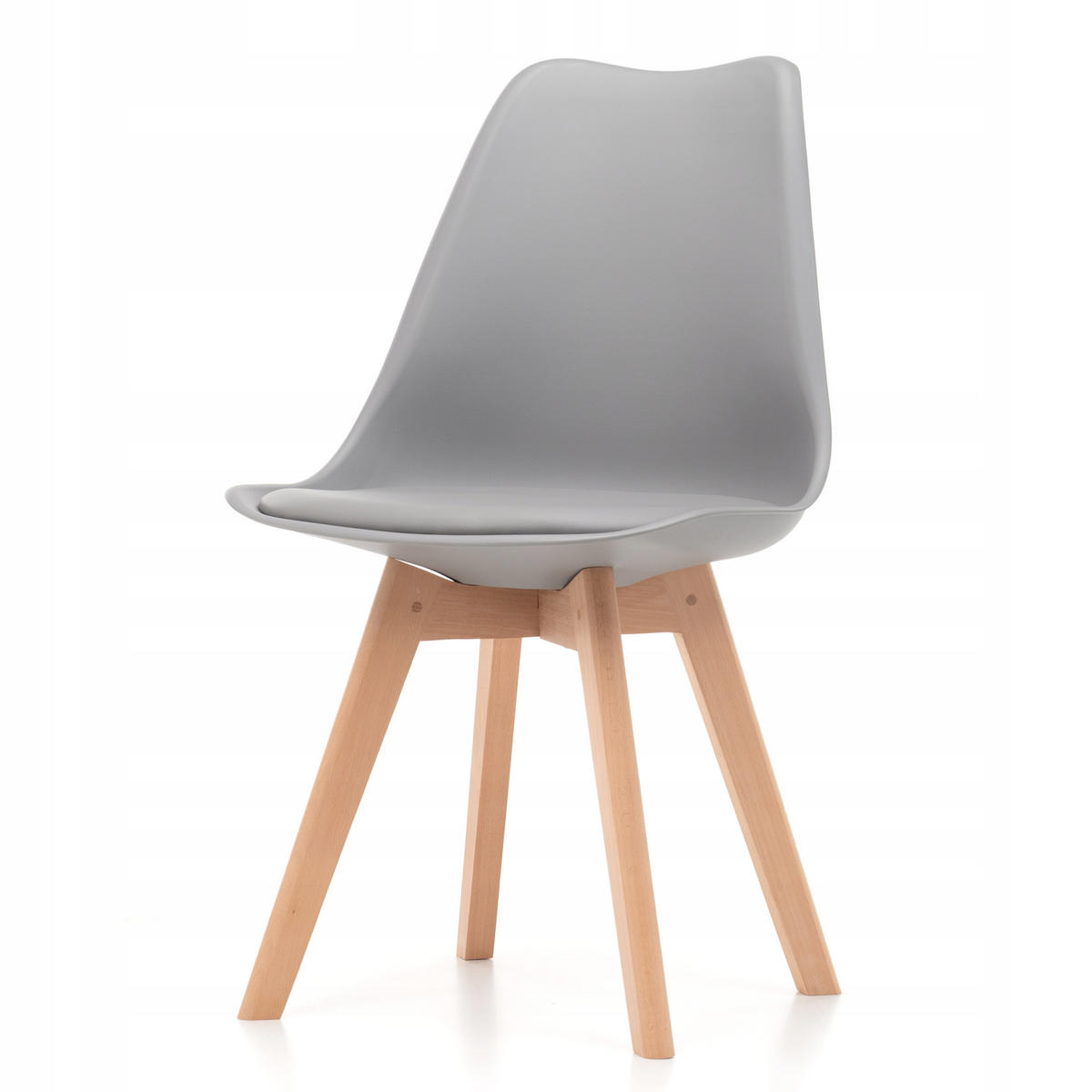 STUHL skandinavisch Dublin hell grau mit Kissen - Hellgrau/Naturfarben, Holz/Kunststoff (49/83/54cm) - NEW HOME