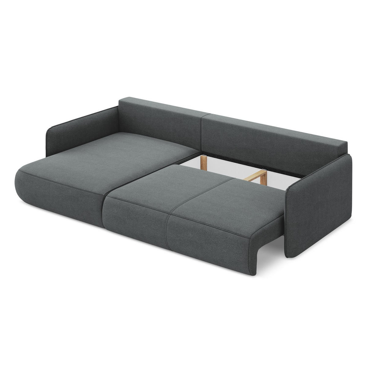 ECKSOFA mit Schlaffunktion Strukturstoff Stoff Grau - Schwarz/Grau, Kunststoff/Textil (148/240cm) - LaMiaSofa