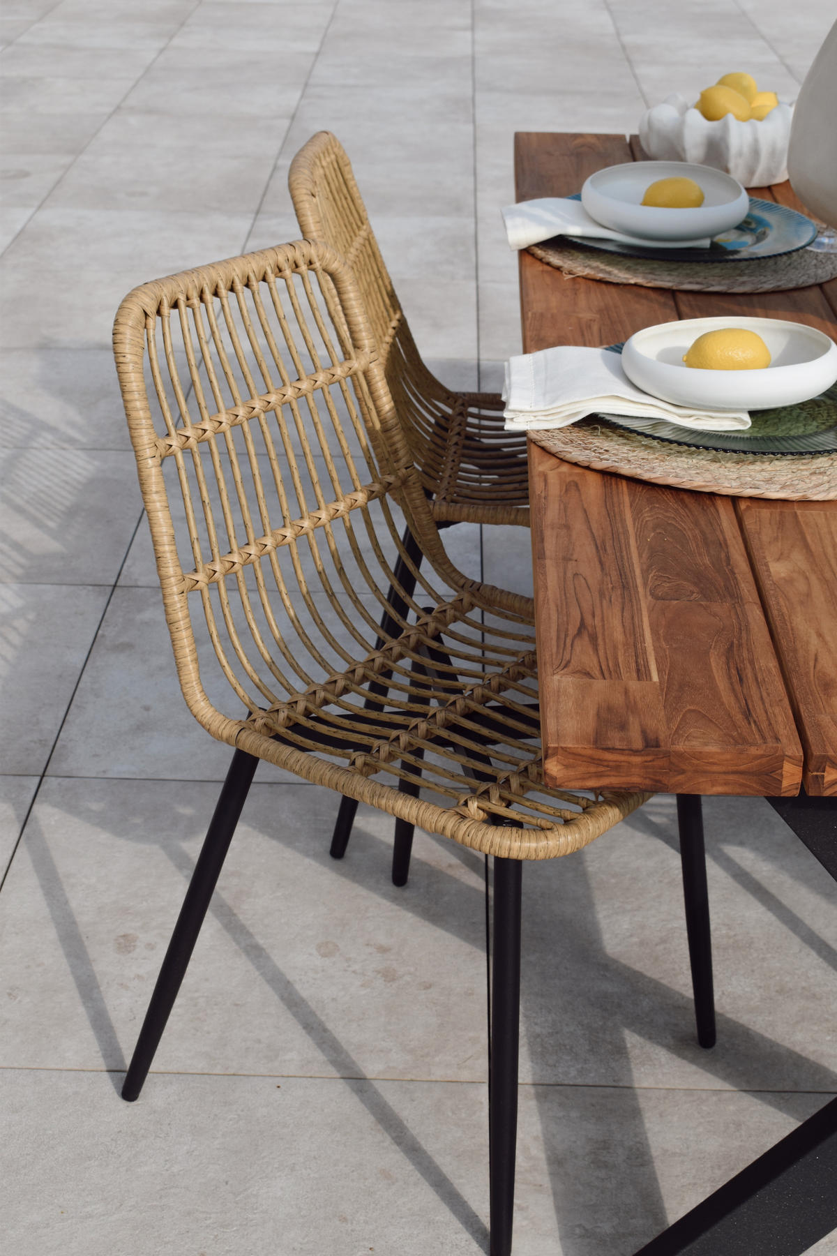 STUHL 4er-Set Rattan Braun - Braun, Metall (43/83/47cm) - Nordlys