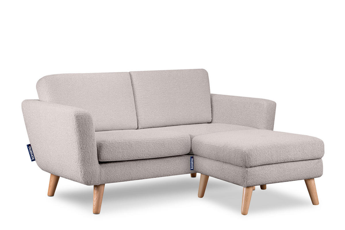 SOFA TAGIO mit Armlehnen, Hellgrau - Hellgrau/Braun, Buchenholz/Textil (153/80/84cm) - KONSIMO®