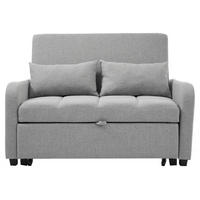 SCHLAFSOFA Baumwoll-Leinen mit verstellbarer Rückenlehne Antikgrau 127/75/94 cm - Grau, Textil (75/94/127cm) - Redom