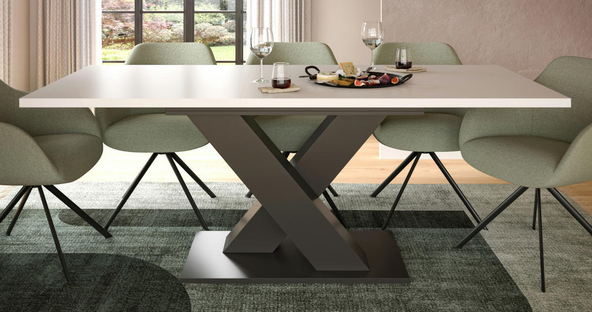 ESSTISCH weiß, grau 150 - 190 cm, Küchentisch ausziehbar - Weiß/Grau, Holz/Holzwerkstoff (150/90/76cm) - Inn.Furn