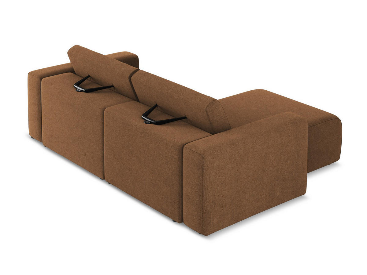 ECKSOFA Links Strukturstoff Stoff Orange - Beige/Terra cotta, Kunststoff/Textil (167/224cm) - Makamii