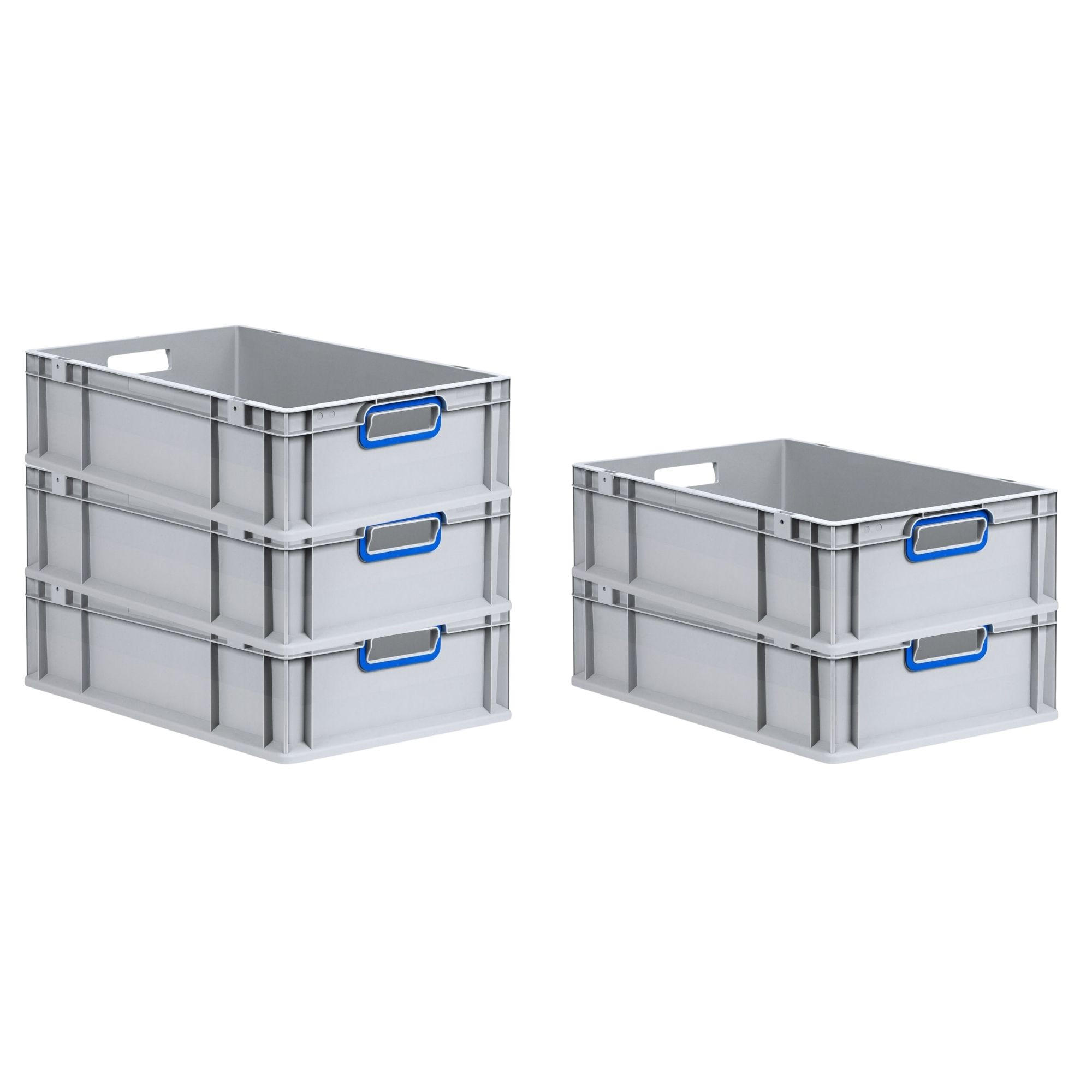 EUROBOX 5x Nextgen Color 17x40x60cm 34 Liter Griffe Blau Offen - Blau, Kunststoff (40/17/60cm) - PROREGAL