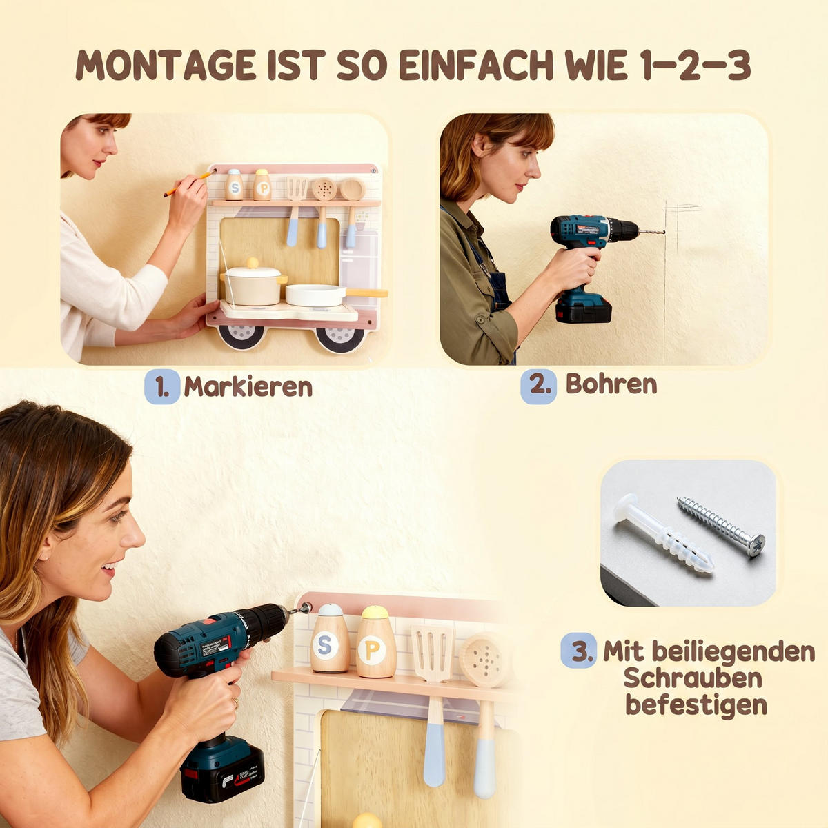 AKTIVITÄTSWAND MDF Holz Mehrfarbig - Multicolor, Holzwerkstoff (7.5/40/163.8cm) - AIYAPLAY
