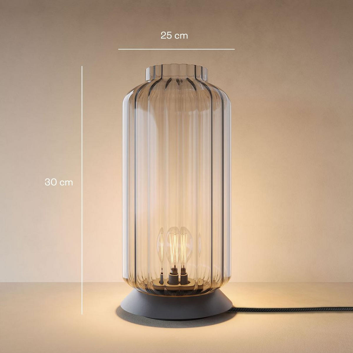 TISCHLAMPE Velo Braun Ø 18cm - Braun, Glas (18/18/36cm) - s.luce