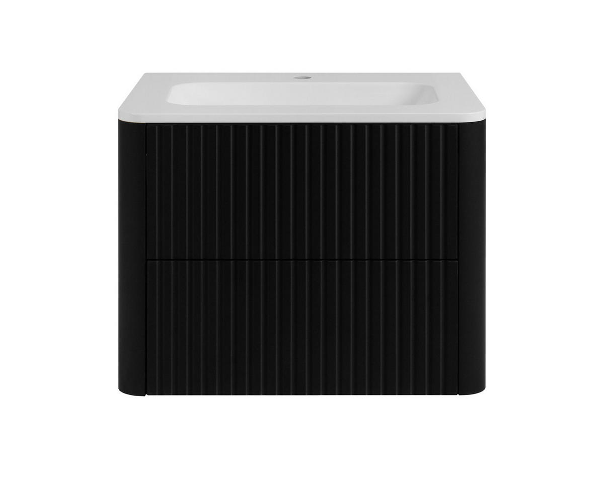 BADEZIMMERSCHRANK: Schwarz, mit Waschbecken, Beine Gold, 60,7 x 44,4 x 64,9 cm - Goldfarben/Schwarz, Holzwerkstoff (60.3/63.4/43.7cm) - 3XE LIVING