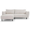 ECKSOFA UNO Beige Plüsch-Stoff mit Schlaffunktion - Creme, Holz (257/171cm) - MASSENO