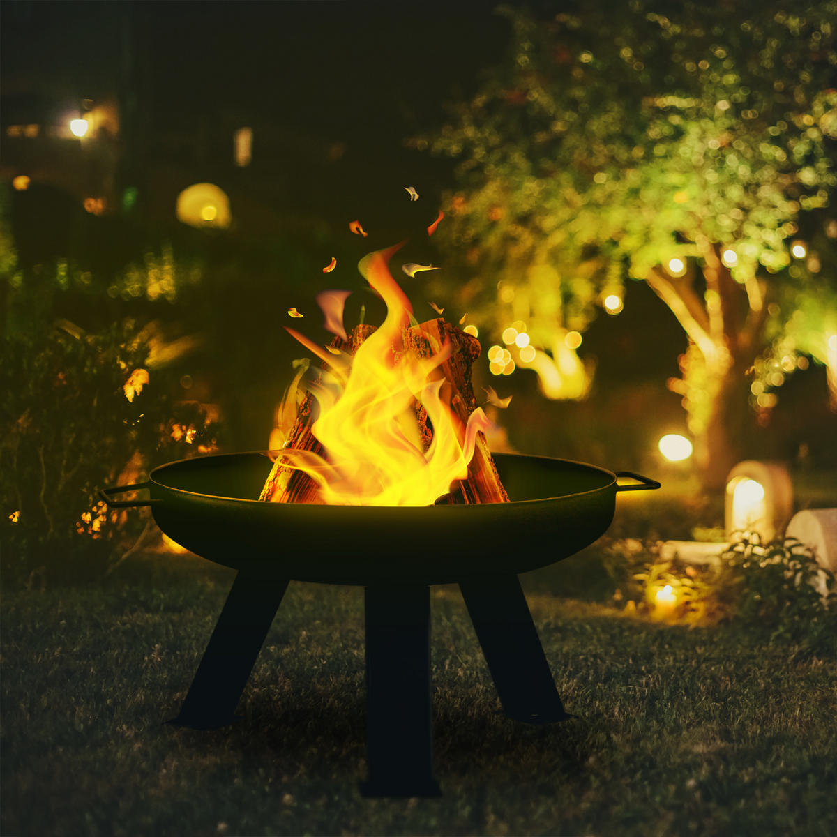 FEUERSCHALE - Schwarz, Metall (73/35/60cm) - Relaxdays