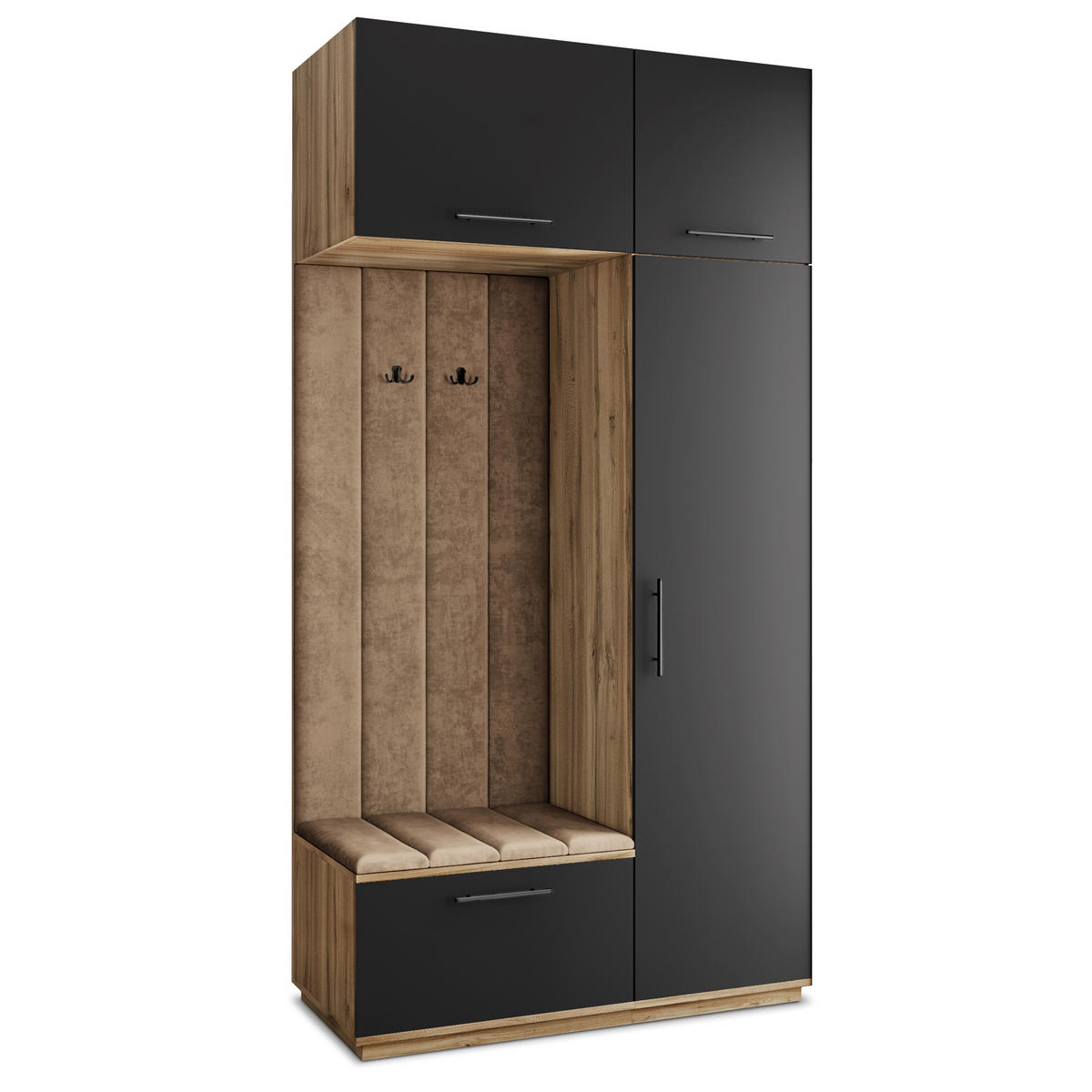 GARDEROBENSCHRANK REMA 120/240/60 cm Modern Garderobe-Set Eiche Wotan - Beige/Eiche Wotan, Holzwerkstoff (120/240/60cm) - MASSENO