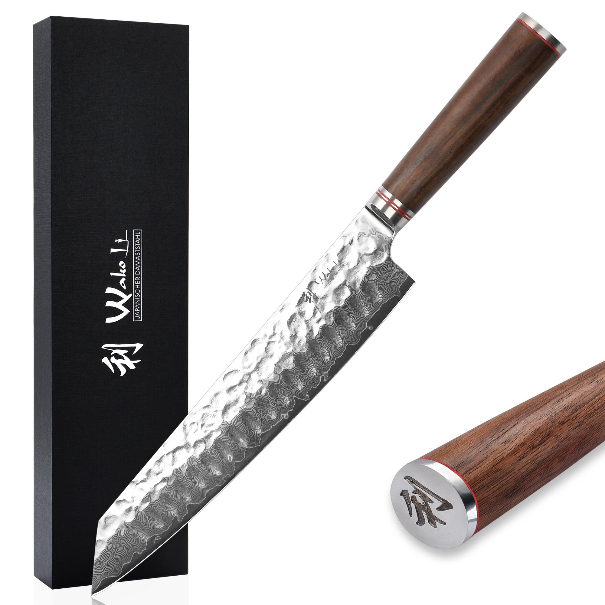 CHEFMESSER 20 cm - Nussbaumfarben, Holz/Metall (34cm) - Wakoli