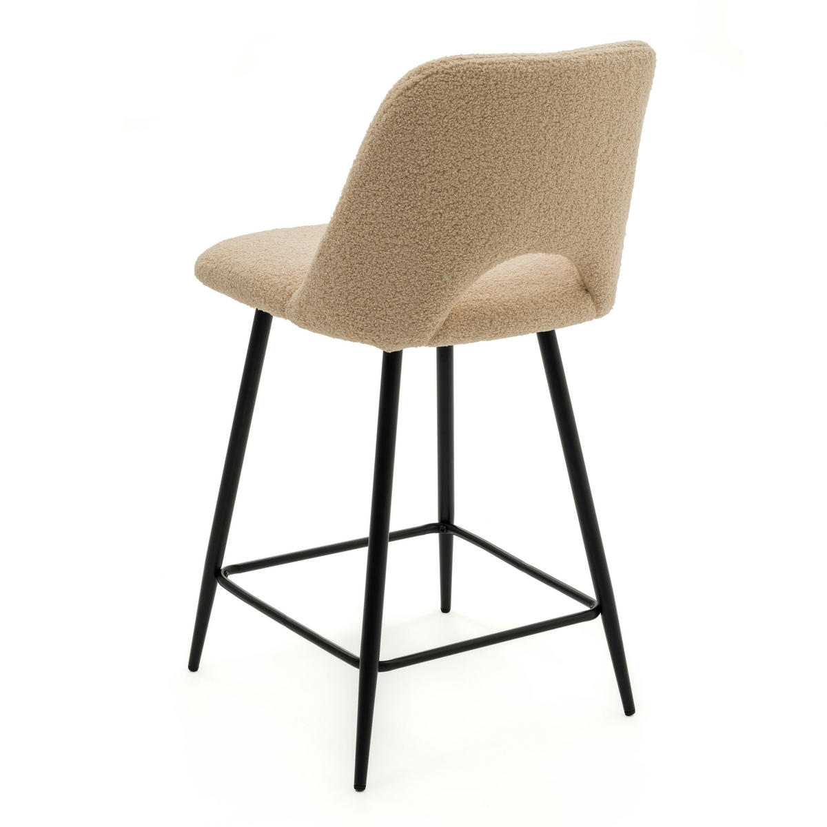BARHOCKER ORO gepolsterter mit Steppung - beige - Boucle - Beige/Schwarz, Textil/Metall (48/94/55cm) - NEW HOME