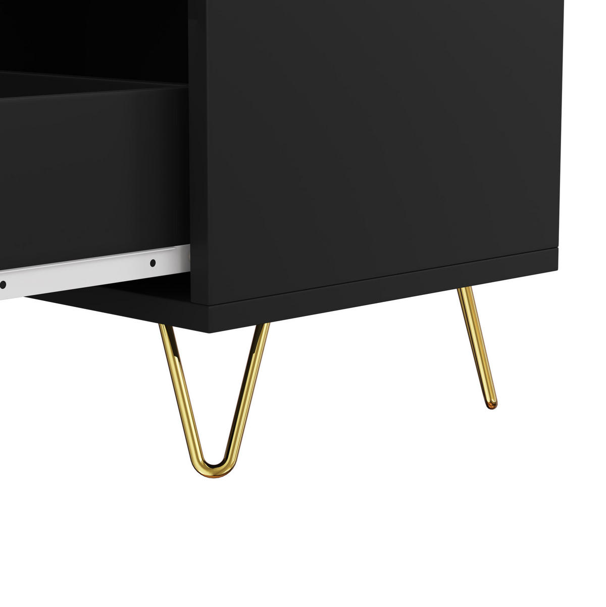 KOMMODE 120/77/40 cm Schwarz und Gold aus Spanplatte mit 6 Schubladen - Schwarz, Holzwerkstoff (40/77/120cm) - OKMYHOME