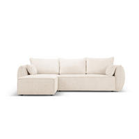 AUSKLAPPBARES-ECKSOFA links mit Container Kaelle aus Chenille-Stoff leichtes beige 4 Sitzplätze - Creme, Textil (165/252cm) - Micadoni