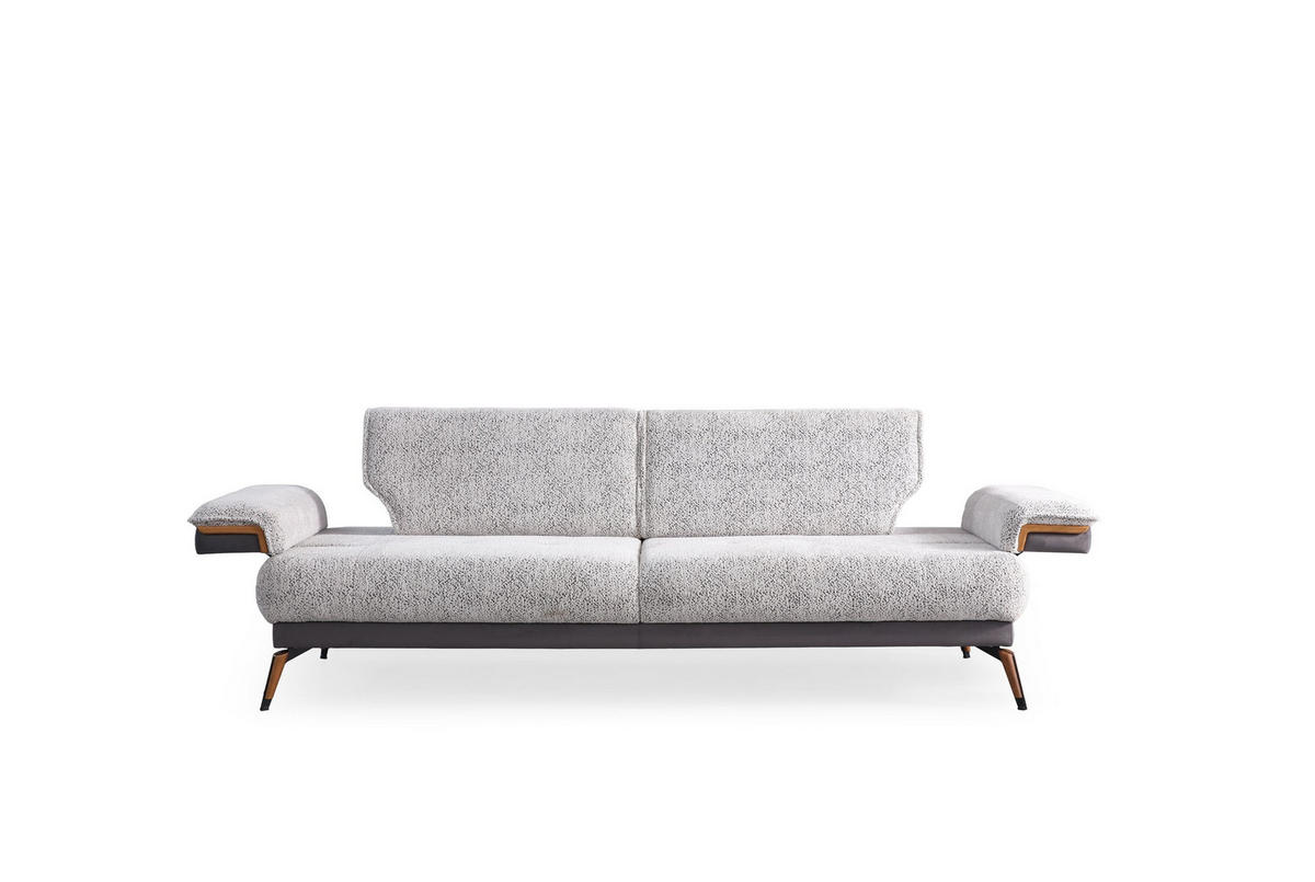 2-SITZER Sofa CARMEN, Grau - Grau, Leder/Textil (190/88/103cm)