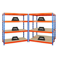 SCHWERLASTREGAL Rhino 3er-Set mit 3x 180x160x60 cm 4 Spanplatten-Ebenen 16mm Fachlast 500 kg Blau-Orange - Orange, Metall (480/180/60cm) - PROREGAL