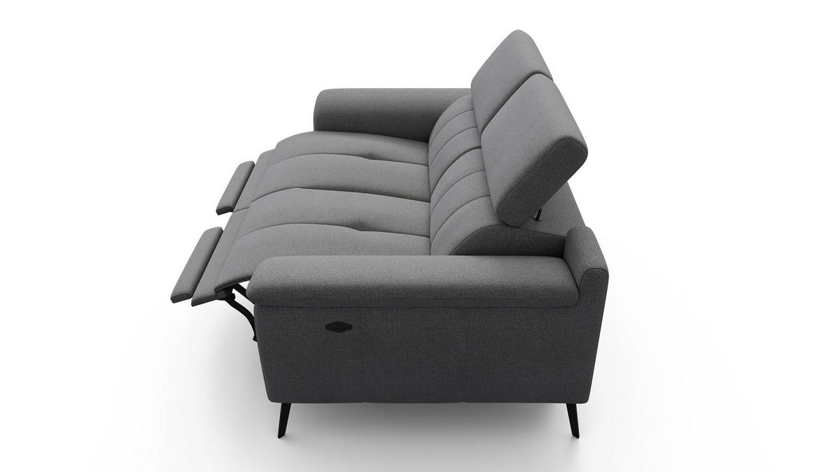 RELAXSOFA FIERO 2-Sitzer mit 2 Relaxfunktionen, grau - Schwarz/Grau, Holzwerkstoff/Textil (170/82/103cm) - Courtois Laville