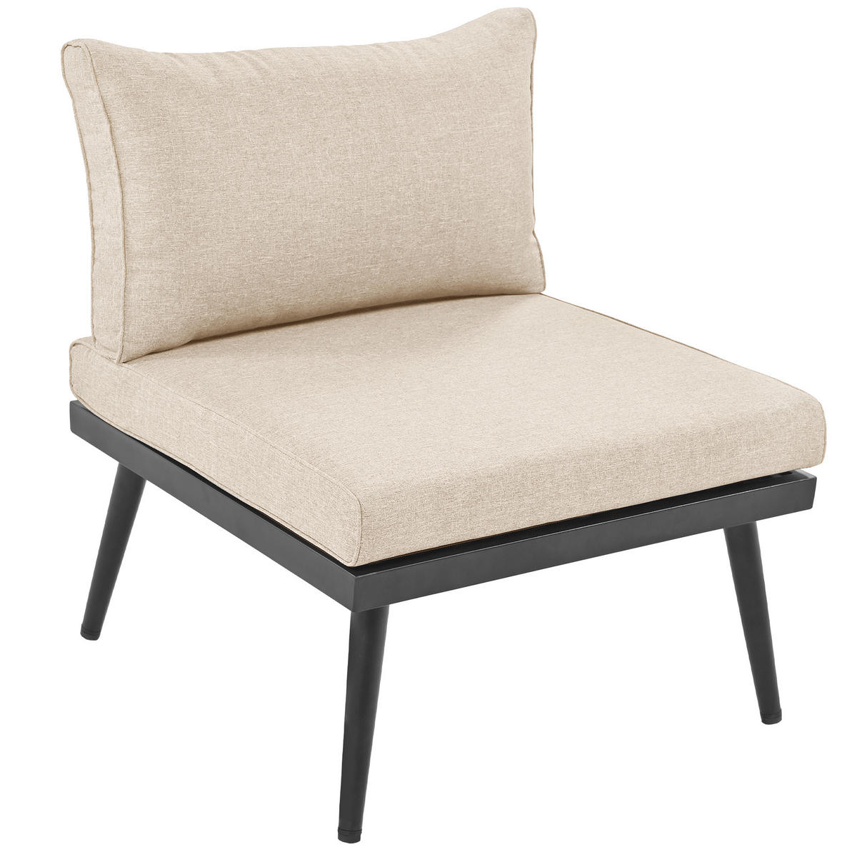 LOUNGEGARNITUR aus Eisen 160x64x75 cm Beige mit 8 cm Kissen - Beige, Metall - Modfu