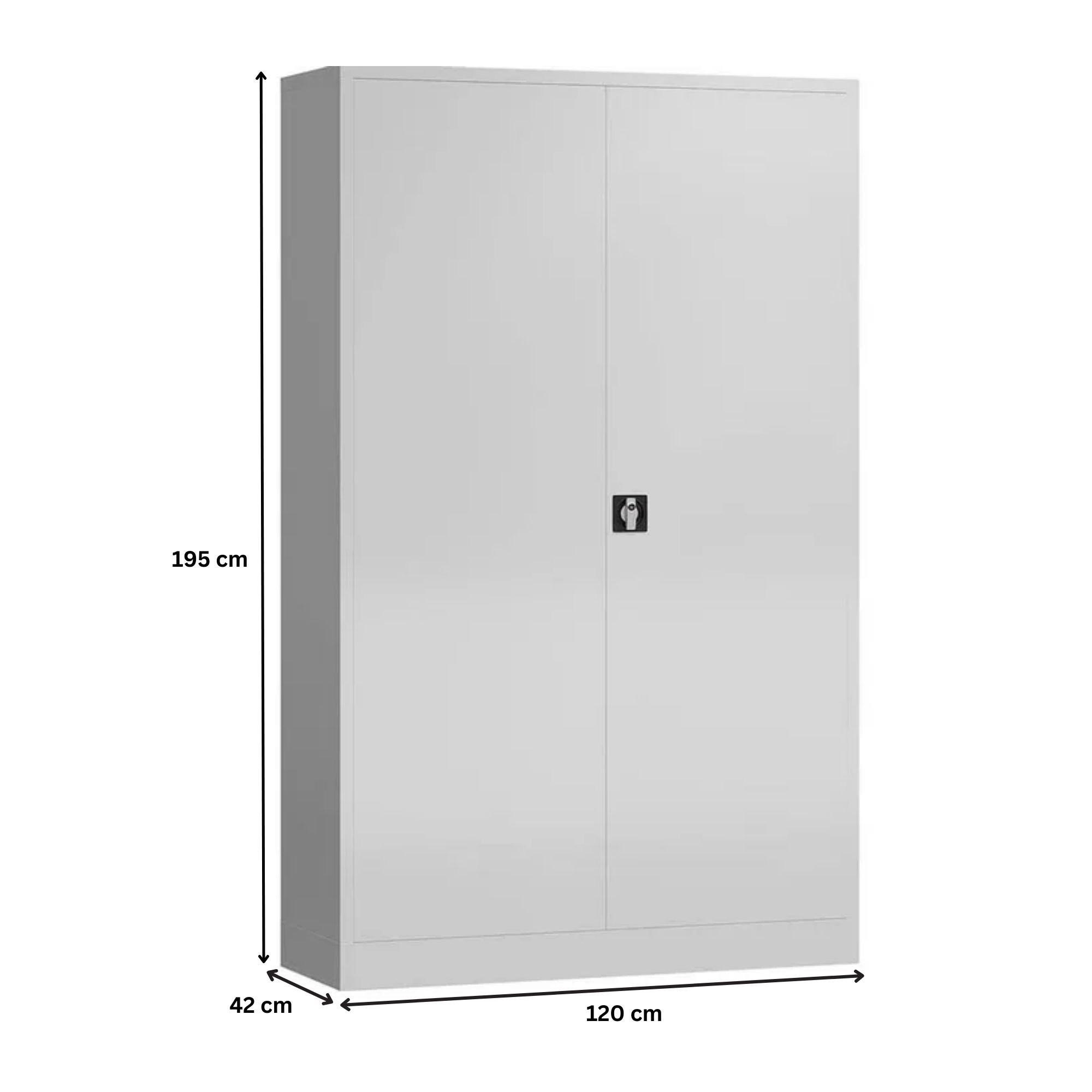 STAHLSCHRANK Bee mit 9 lackierten Fachböden 195x120x42 cm Korpusfarbe Verkehrsweiß Frontfarbe Verkehrsweiß - Weiß, Metall (120/195/42cm)