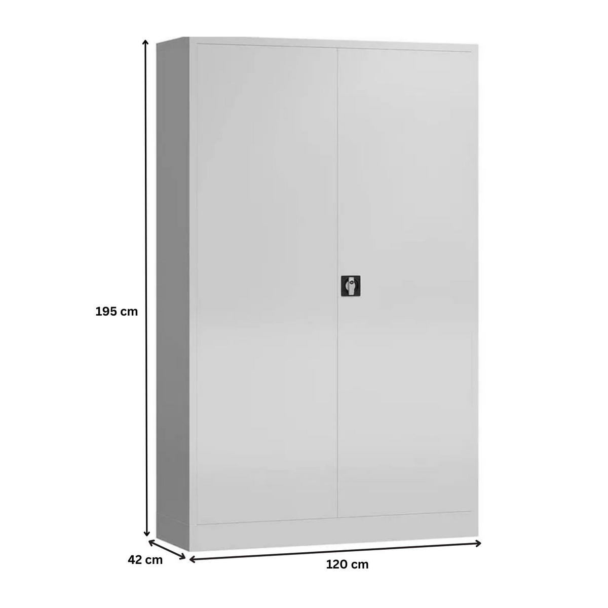 STAHLSCHRANK Bee mit 4 lackierten Fachböden 195x120x42 cm Korpusfarbe Verkehrsweiß Frontfarbe Verkehrsweiß - Weiß, Metall (120/195/42cm)