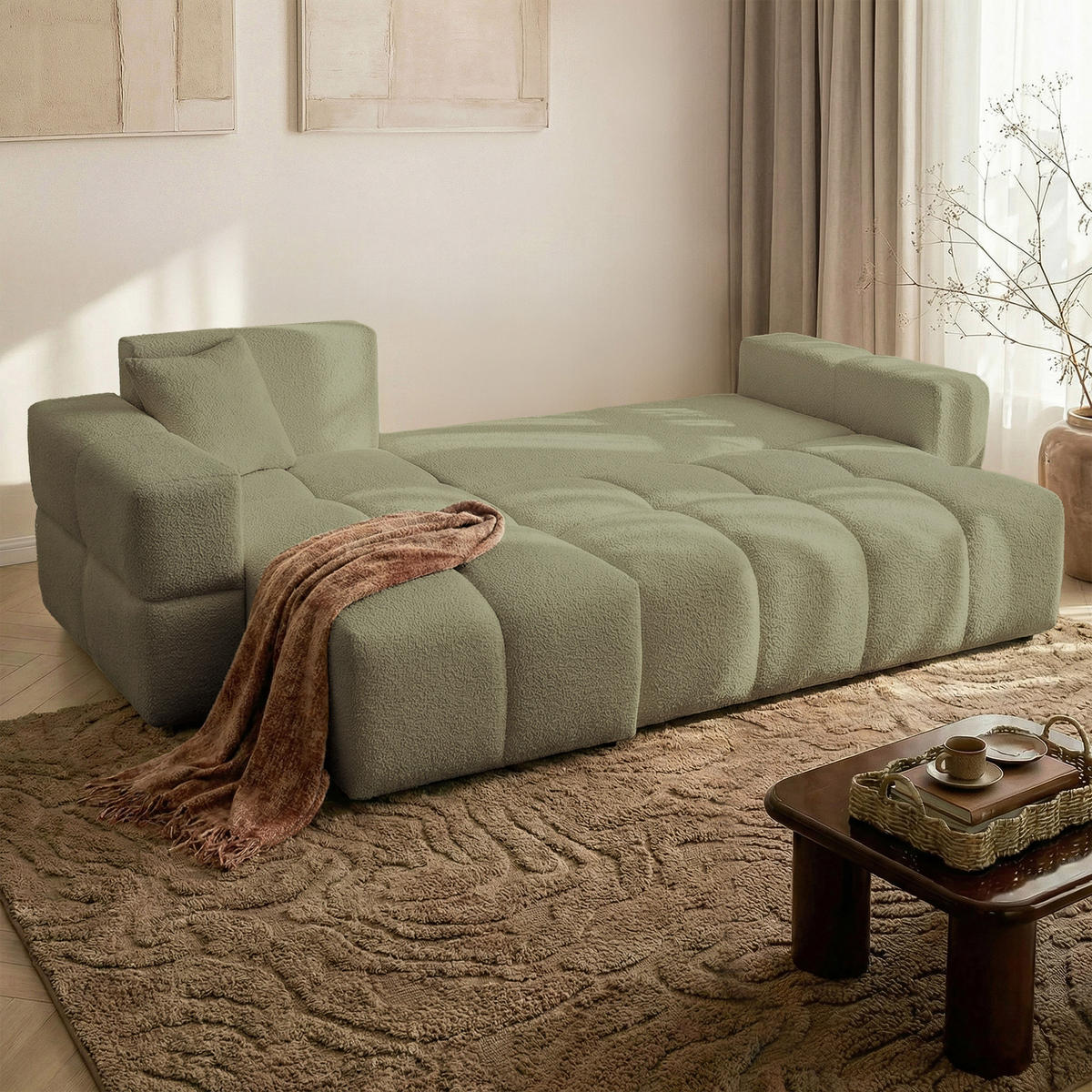 ECKSOFA BUENO mit Schlaffunktion und Bettkasten Grün - Grün, Kunststoff/Textil (250/148cm) - Idohome