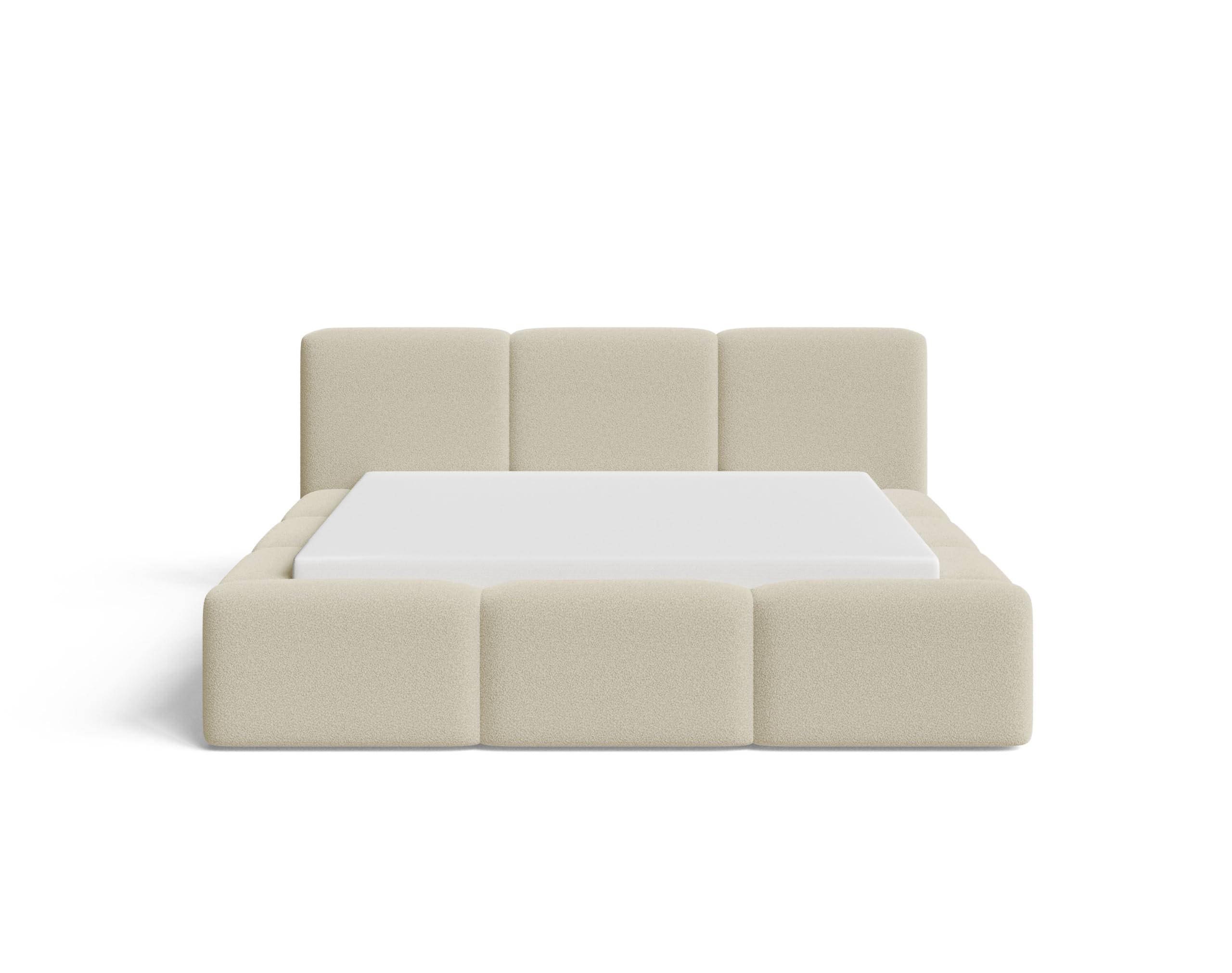 POLSTERBETT 180x200 mit Bettkasten, Lattenrost und Kopfteil, Eleganter Bouclé-Stoffbezug Beige - Beige, Holz (180/200cm) - Chilly