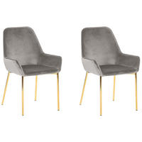 ESSZIMMERSTUHL 2er-Set Samtstoff Grau Loverna - Grau, Textil/Metall (56/89/59cm) - Beliani