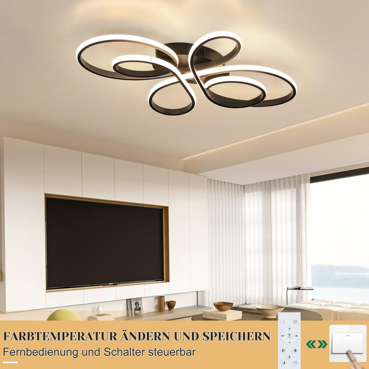 LED-DECKENLEUCHTE Alaric 80/50/8.5 cm - Schwarz, Metall (80/50/8.5cm) - Nettlife