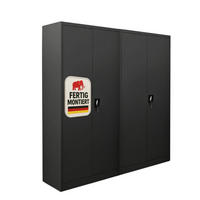 FLÜGELTÜRENSCHRANK Elephant 2er-Set komplett montiert 180x80x40cm 4 Ebenen Schwarz - Schwarz, Metall (160/180/40cm) - PROREGAL