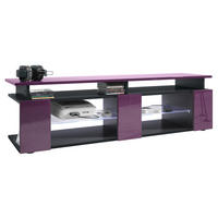 LOWBOARD Movie Fronten und obere Platte des Aufsatzes in Brombeer Hochglanz - Brombeere, Holzwerkstoff (138.5/39/39cm) - Vladon