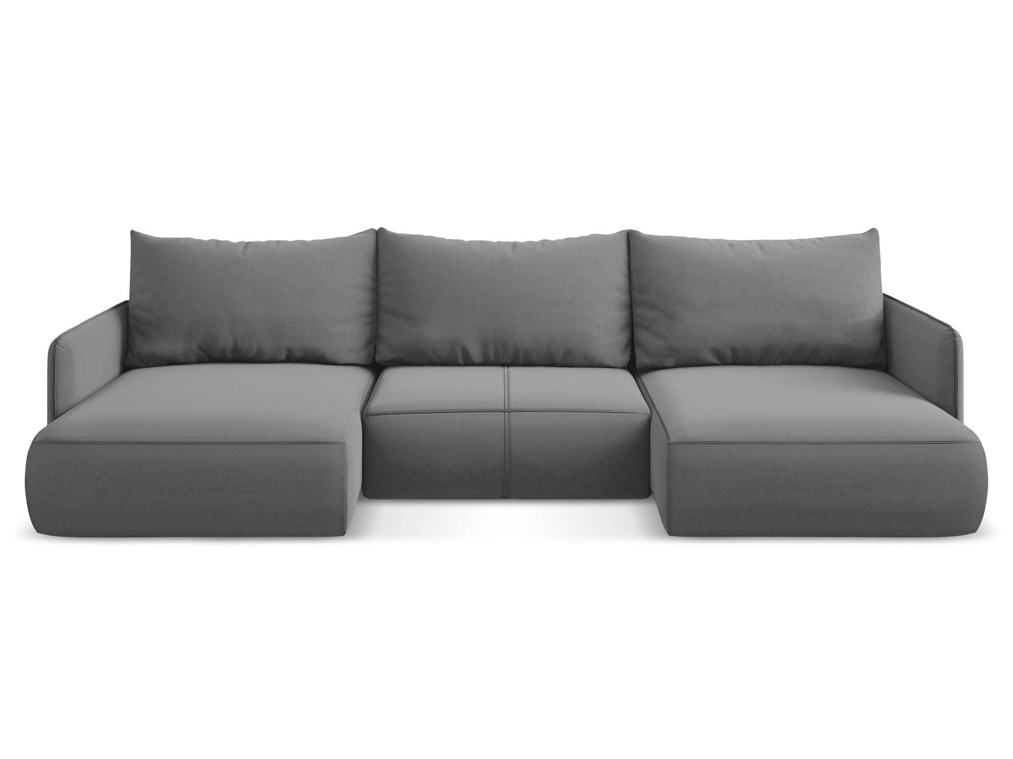 WOHNLANDSCHAFT Samt Stoff Grau - Schwarz/Grau, Kunststoff/Textil (290/86/148cm) - Makamii
