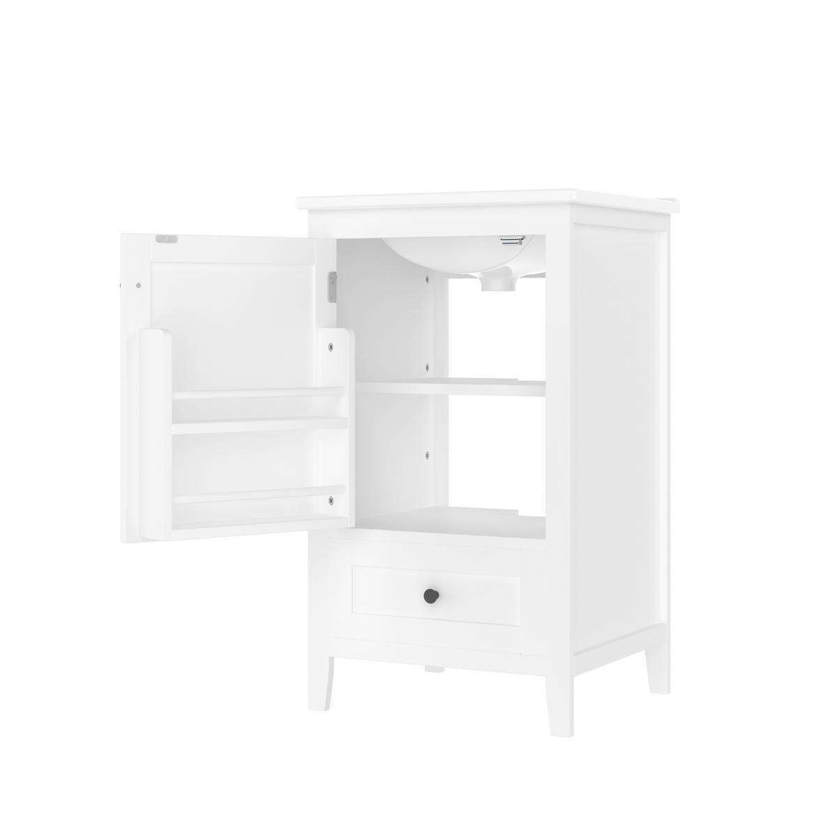 HOCHSCHRANK 51/46/85 cm Weiß mit 1 Schublade, ohne Wasserhahn - Schwarz/Weiß, Holz/Holzwerkstoff (46/85/51cm) - Oxeza