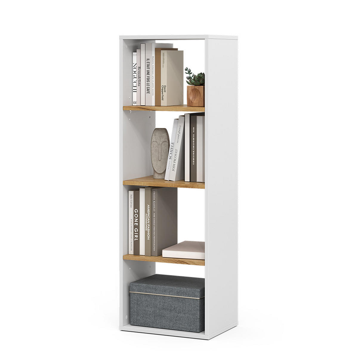 BÜCHERREGAL Tomy Weiß/Goldkraft Eiche 40 x 120 cm ,4 Fächer - Honigeiche/Weiß, Holzwerkstoff (40/120/30cm) - Vicco