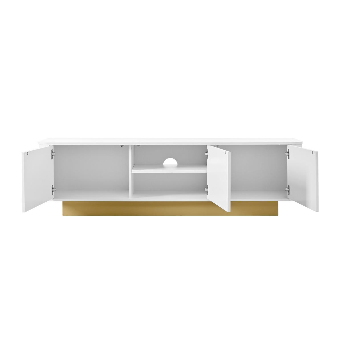 TV-LOWBOARD aus MDF und Holzwerkstoff 170x40,5x47 cm Weiß mit Kabelmanagement und Stauraum - Weiß, Holzwerkstoff (170/47/40.5cm) - Modfu